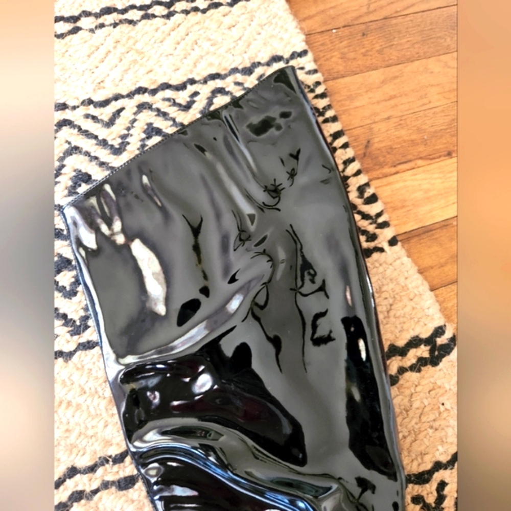 Black Patent Leather Knee-High Boots - Picture 7 of 14